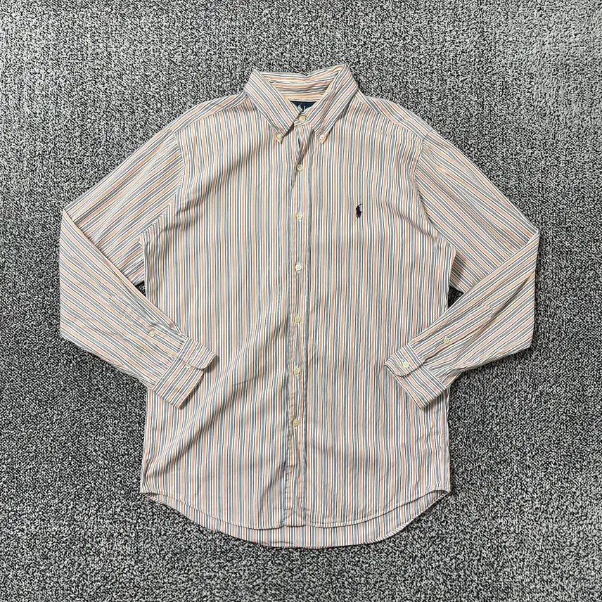 [BUNJANG] Polo Ralph Lauren Striped Classic Fit Long Sleeve Shirt Orange Blue / 빈티지9. 폴로랄프로렌 스트라이프 클래식 핏 긴팔 셔츠 오렌지 블루