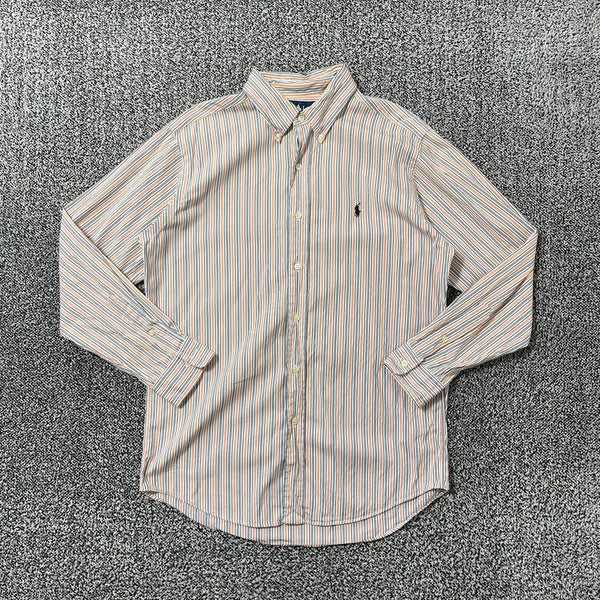 [BUNJANG] Polo Ralph Lauren Striped Classic Fit Long Sleeve Shirt Orange Blue / 빈티지9. 폴로랄프로렌 스트라이프 클래식 핏 긴팔 셔츠 오렌지 블루