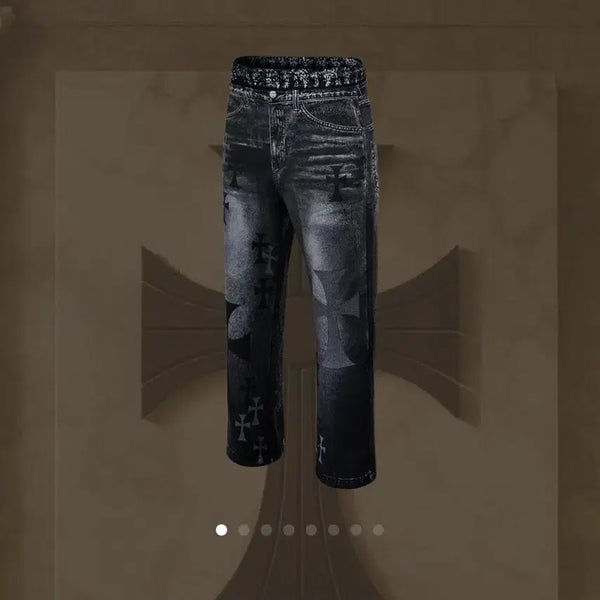 [BUNJANG] Raffinato Etoile Cross Denim 3D Training Pants Size 50 (Sealed) / 라피나토 에뚜알 크로스 데님 3D 트레이닝 팬츠 50사이즈 미개봉 판매