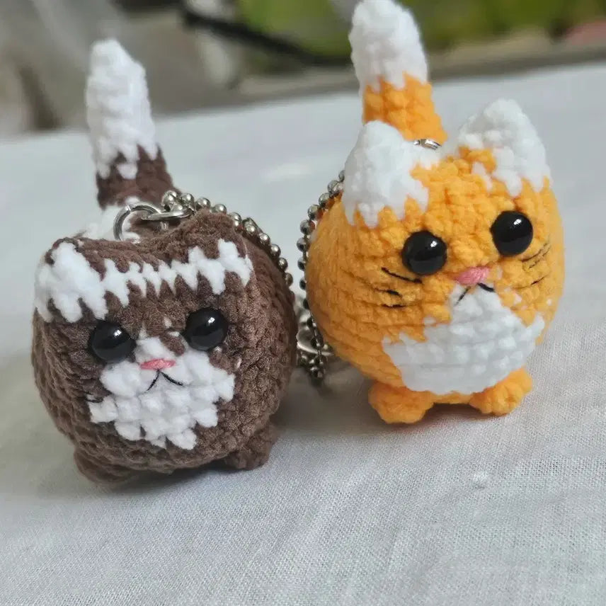 [BUNJANG] Handmade Knitted Cat Keychain / 귀여운 뜨개질 고양이 키링.