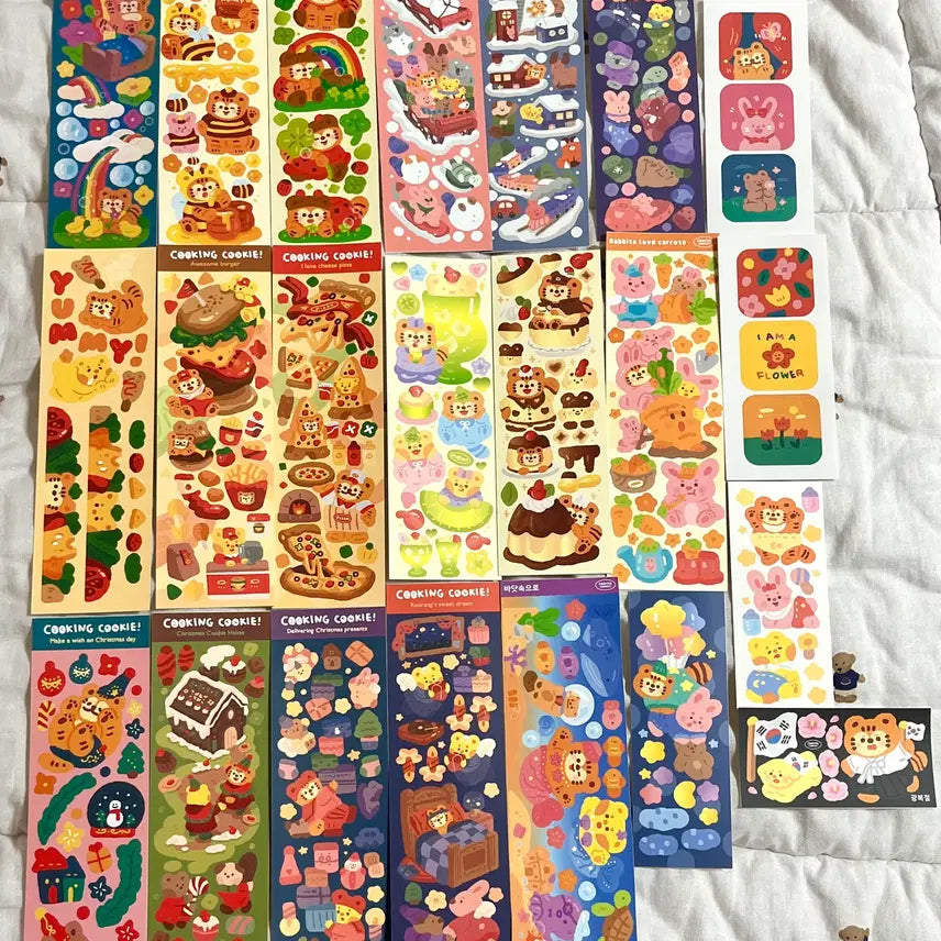 [BUNJANG] Cookies Artist Sticker Bundle (17 pcs + Bonus) / 가격내림)다꾸 씰스티커 일괄 처분 쿠킹쿠키 작가님 스티커 17장+덤