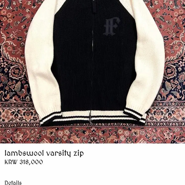 [BUNJANG] Pierce Lambswool Varsity Jacket Black L / 피어스 램스울 바시티 블랙 L