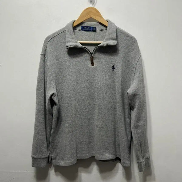 [BUNJANG] Polo Ralph Lauren Half-Zip Sweatshirt - Grey (L) / 폴로 랄프로렌 하프집업 맨투맨 그레이 L