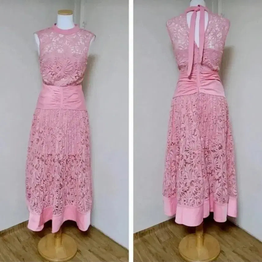[BUNJANG] Self-Portrait Light Pink Sleeveless Midi Pleated Long Dress / 미사용 새상품/self-Portrait/롱 원피스