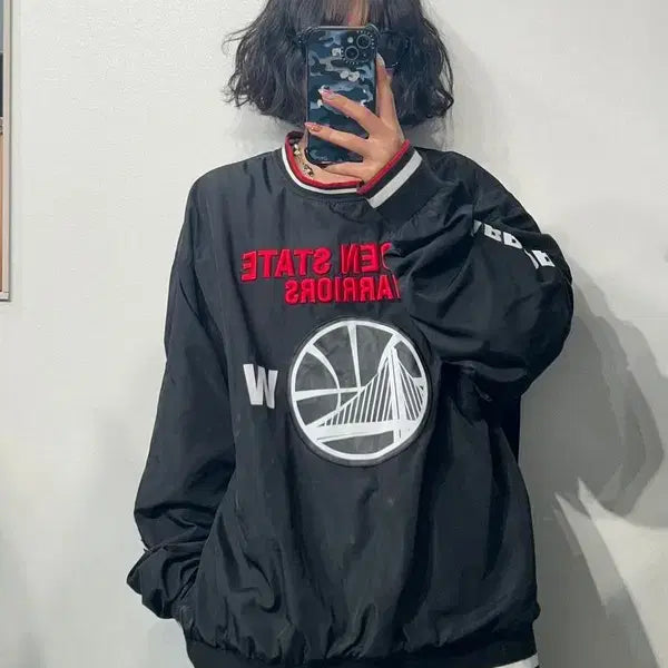[BUNJANG] Golden State Warriors Old School Warm-up Sweatshirt XL / XL NBA 골든스테이트 워리어스 올드스쿨 웜업 맨투맨 블랙