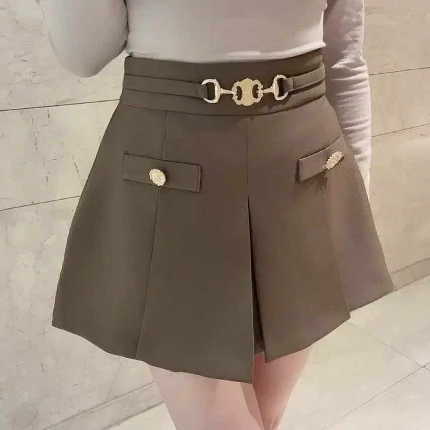 [BUNJANG] Brown Pleated Mini Skirt (S) / 브라운 플리츠 미니스커트 s