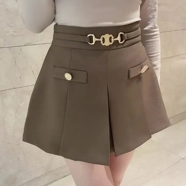 [BUNJANG] Brown Pleated Mini Skirt (S) / 브라운 플리츠 미니스커트 s
