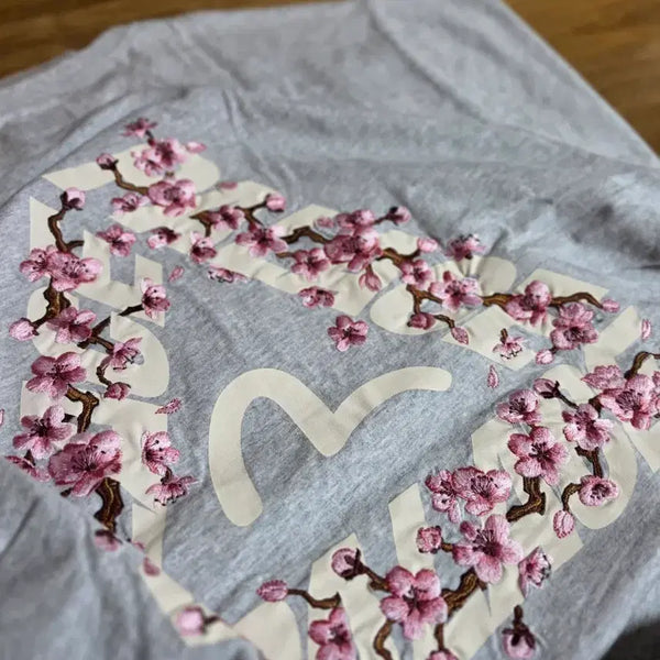 [BUNJANG] Palace Evisu Cherry Blossom Embroidery T-Shirt Grey XXL / [XXL]팔라스 에비수 벚꽃 자수 티 그레이