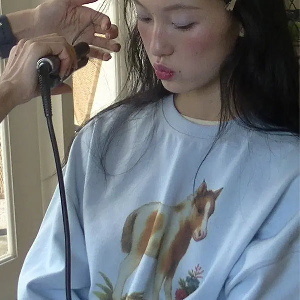 [BUNJANG] Yancy See Pony Sweatshirt Freckle / 얀시시 포니 스웻셔츠 /프레클