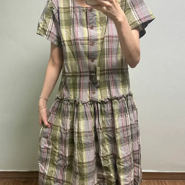 [BUNJANG] Vintage Green Check Dress / 빈티지 그린 초코나무숲 체크 원피스 히메갸루 라떼 모리걸 아오이유우 고딕