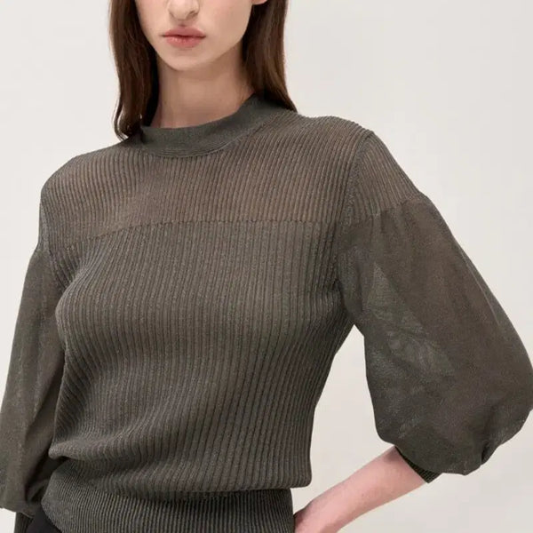 [BUNJANG] Time Textured Sheer Knit Top / [가격인하](새상품) 타임 립 텍스처 시어 니트탑