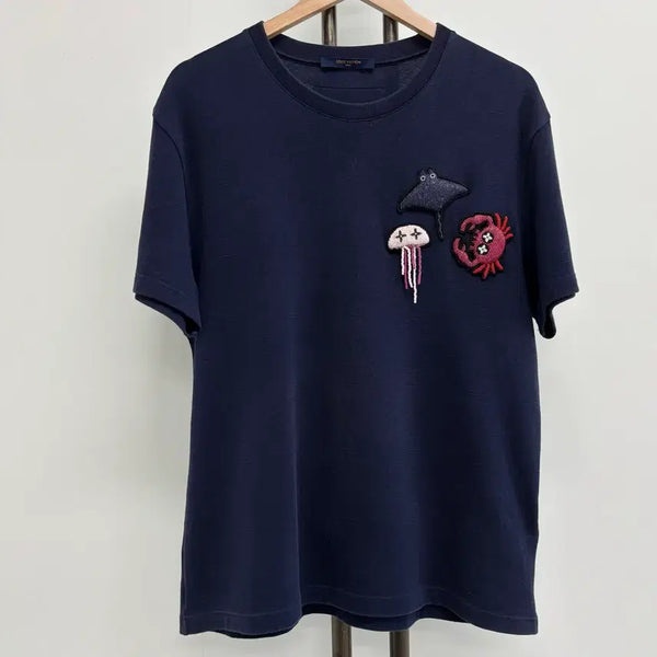 [BUNJANG] Louis Vuitton LV Logo Beaded Animal Knit Short Sleeve T-Shirt / [M]루이비통 LV로고 비즈 애니멀 니트 반팔티