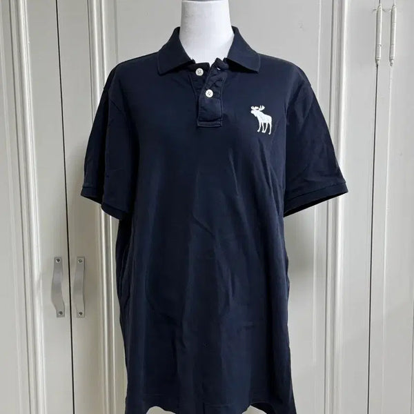 [BUNJANG] Abercrombie & Fitch Navy Short Sleeve Polo T-Shirt / 아베크롬비 네이비 반팔 카라티