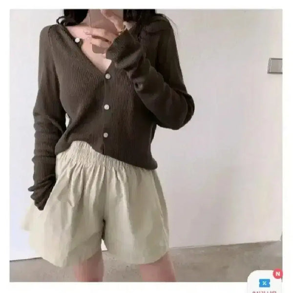 [BUNJANG] Gwangju Byul Summer Ribbed Cardigan - Khaki / 광주별 썸머 골지 가디건 - 카키