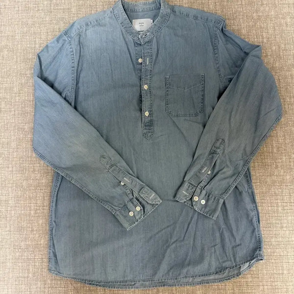 [BUNJANG] Serie Denim Henry Neck Half Shirt Size 100 / 시리즈 헨리넥 데님 하프 셔츠 100사이즈 팝니다
