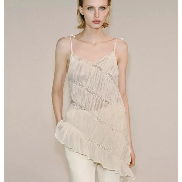 [BUNJANG] Zara Off-White Bustier Mini Dress / 자라 주름 언밸런스 탑 오프화이트 zara 뷔스티에 원피스 레이스
