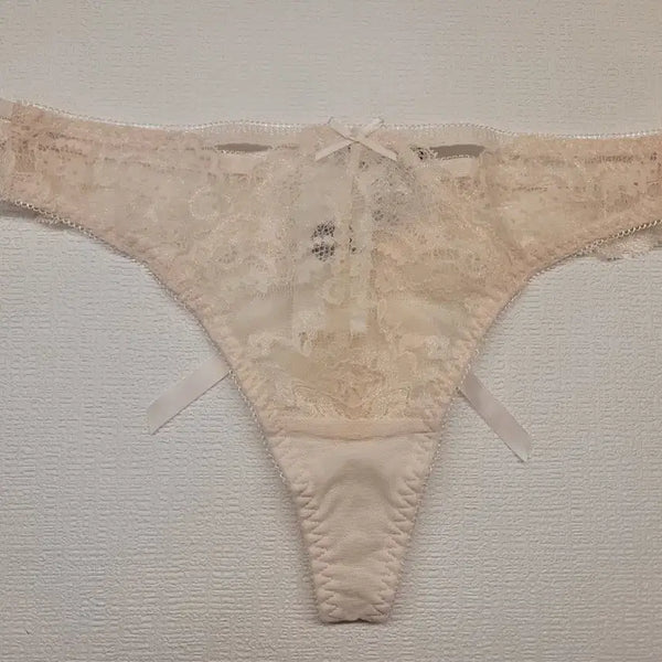 [BUNJANG] Lace Women's Thong Beige Underwear (New) / 레이스 여성 티팬티 베이지 속옷(새상품) 90