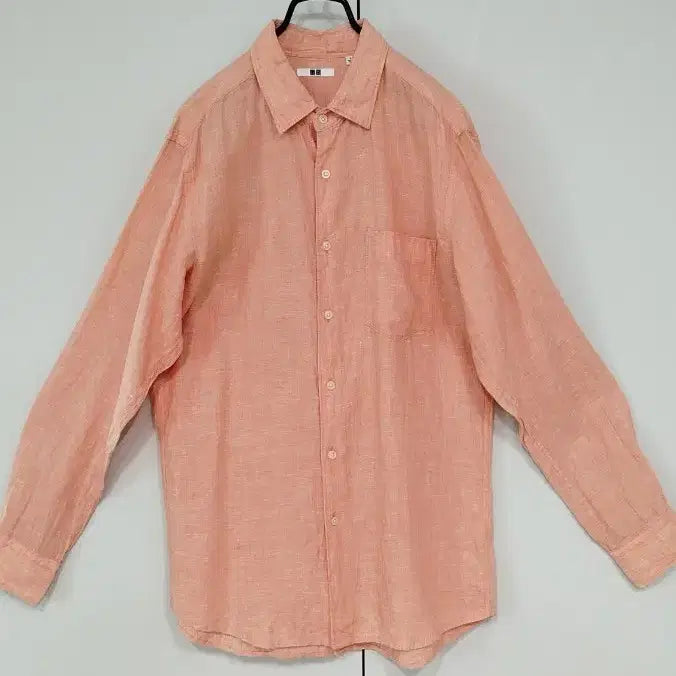 [BUNJANG] Linen 100% Loose Fit Long Sleeve Shirt / 거의새옷 남녀공용 연오렌지 린넨 100% 박시핏 긴팔 남방