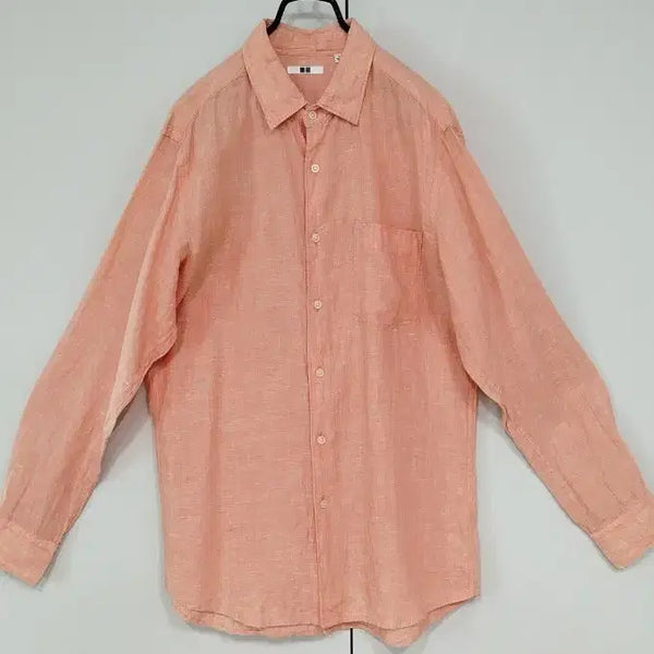 [BUNJANG] Linen 100% Loose Fit Long Sleeve Shirt / 거의새옷 남녀공용 연오렌지 린넨 100% 박시핏 긴팔 남방