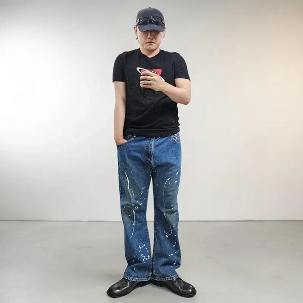 [BUNJANG] Levi's 517 Bootcut Jeans (W38) - Custom Paint Splatter / 리바이스 517 청바지 38 M0334