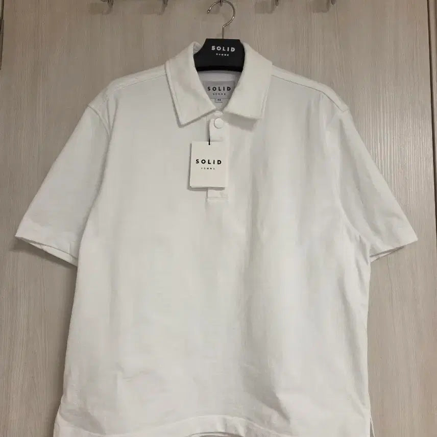 [BUNJANG] Solid Homme 25FW Snap Button Collar Short Sleeve T-Shirt / 솔리드옴므 25FW 스냅버튼 카라 반팔 티셔츠 46