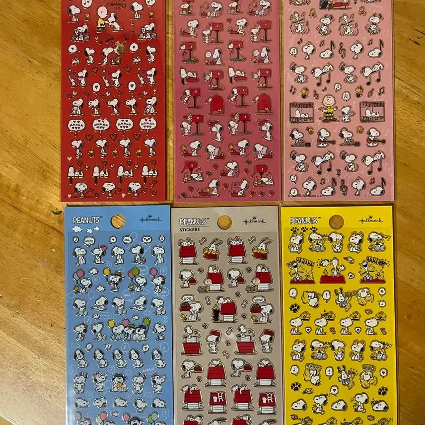 [BUNJANG] Hallmark Snoopy Gold Foil Sticker 6-Set / 피너츠 스누피 홀마크 금박 스티커 6종 세트