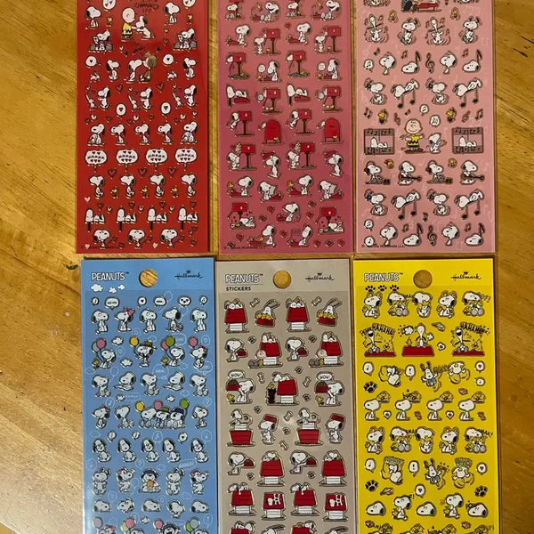 [BUNJANG] Hallmark Snoopy Gold Foil Sticker 6-Set / 피너츠 스누피 홀마크 금박 스티커 6종 세트