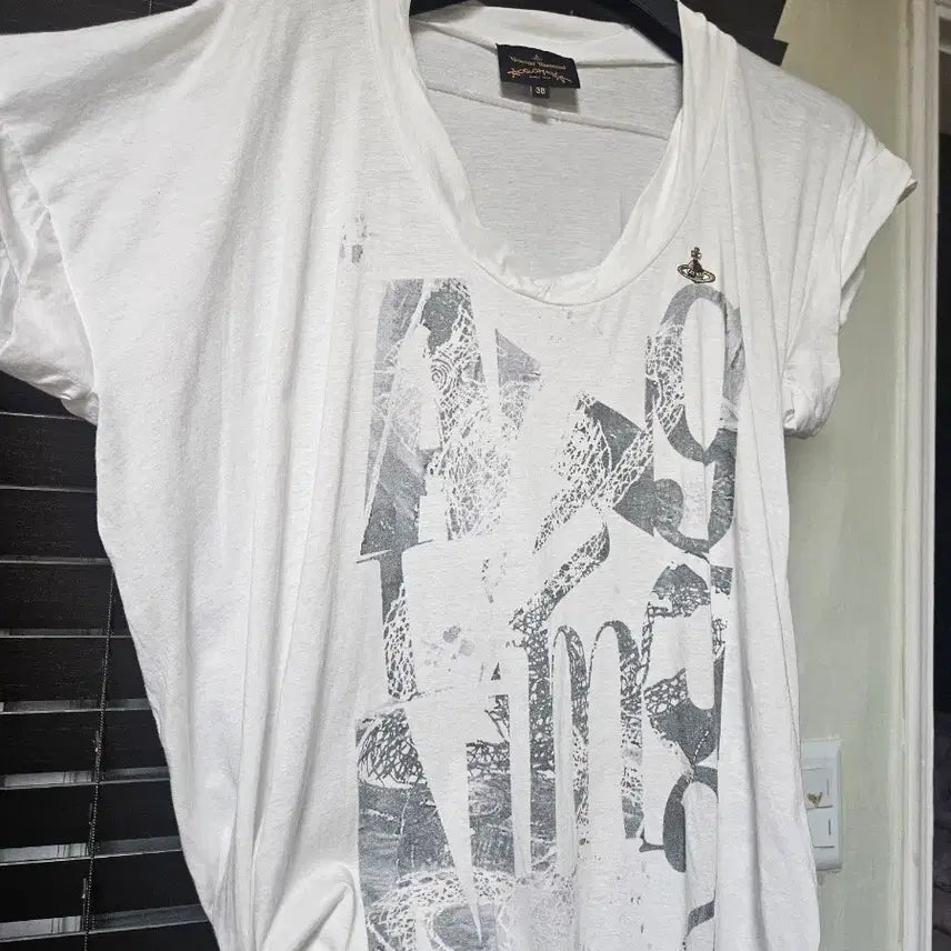 [BUNJANG] Vivienne Westwood White Printing Short Sleeve T-shirt / 비비안웨스트우드 화이트 프린팅 반팔 티셔츠