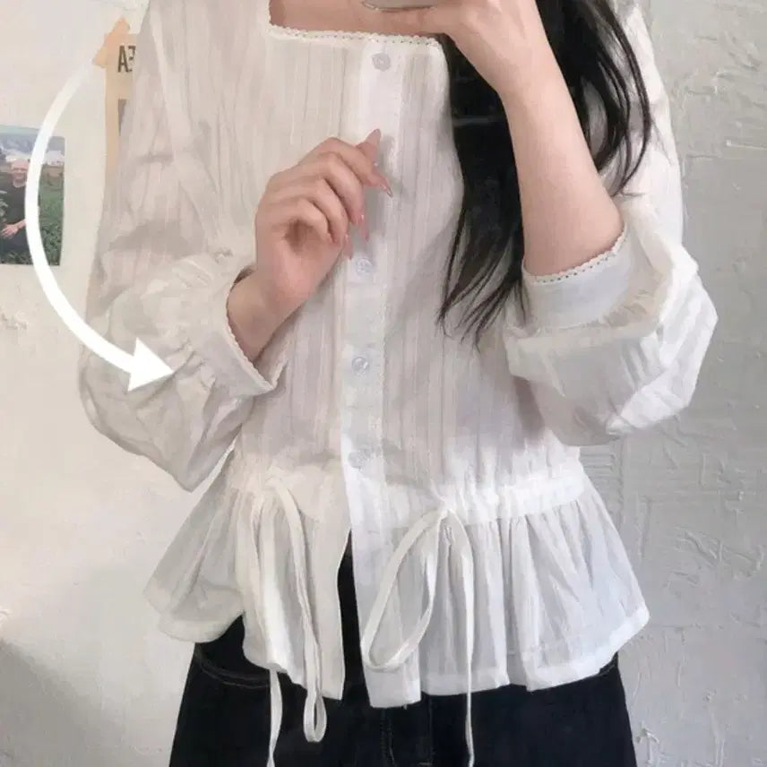 [BUNJANG] Shopperland Square Blouse / 쇼퍼랜드 스퀘어블라우스