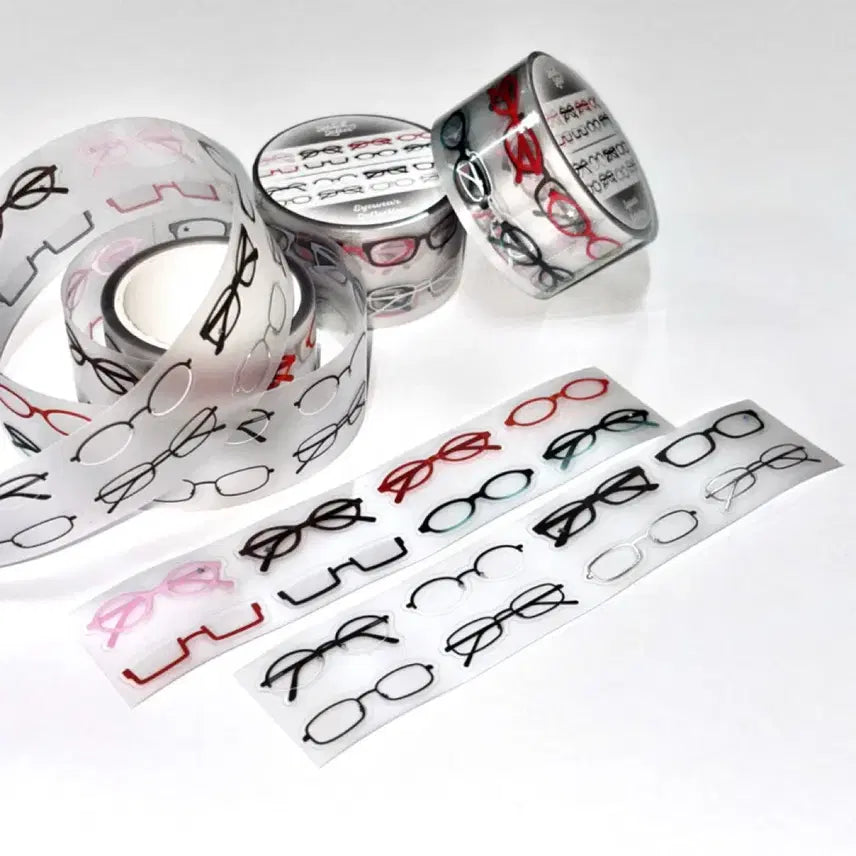 [BUNJANG] Black Letter Glasses Kiss Cut 2-Piece Set Collection Hologram Foil Roll Stickers / 블랙레터 안경 키스컷 2종 세트 컬렉션 홀로그램박 서일코 롤스티커 띵