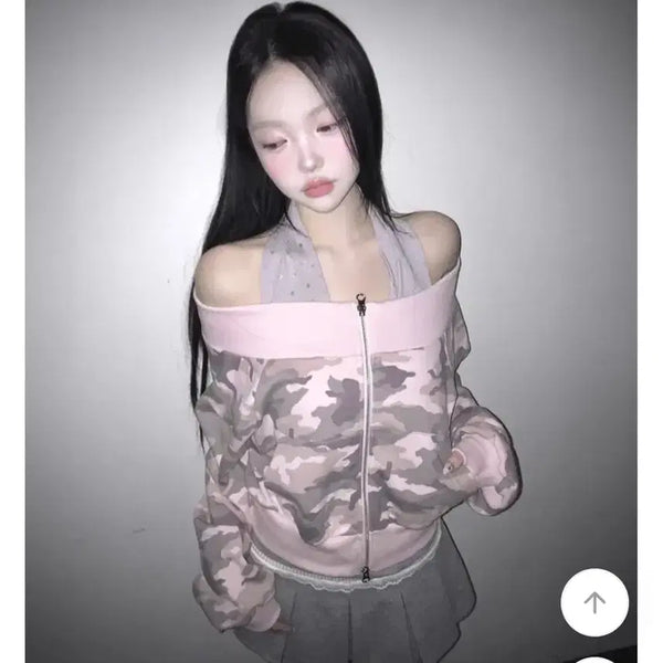 [BUNJANG] Camo Zip-Up Set / 카모 집업 세트