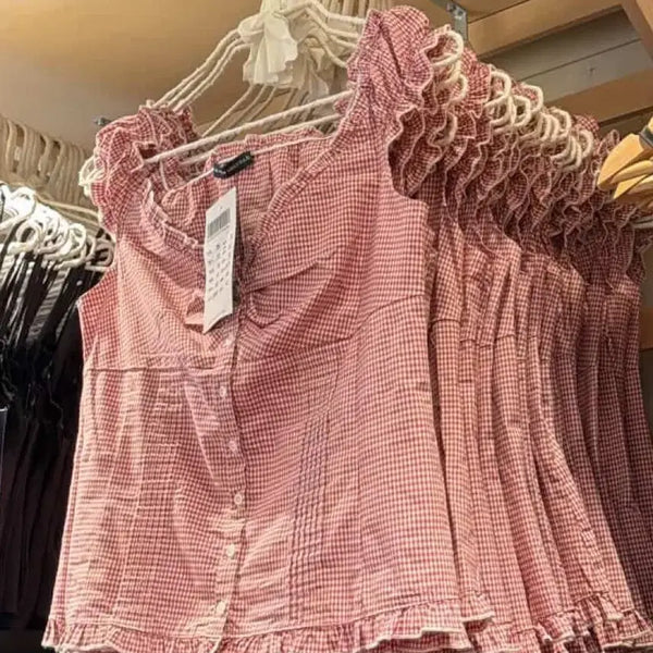 [BUNJANG] Brandy Melville Sleeveless Checkered Blouse / 브랜디멜빌 체크 민소매 블라우스
