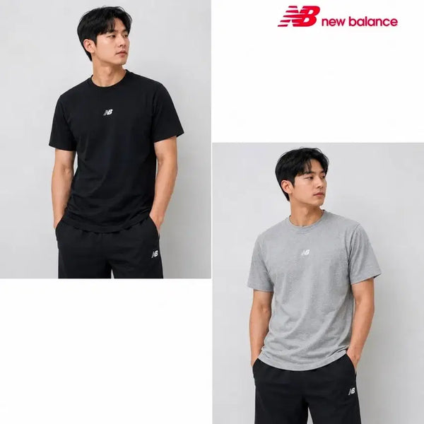 [BUNJANG] New Balance Athletic Short Sleeve T-Shirt (Black, Melange Grey) / 뉴발란스 애슬레틱 반팔 블랙, 멜란지그레이 티셔츠