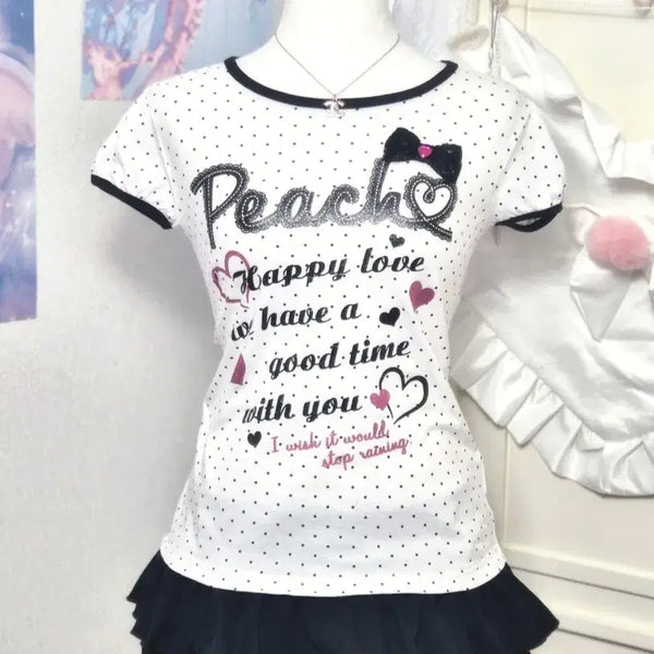 [BUNJANG] Heisei Dot Cubic Glitter Frill Top / 헤이세이 도트 큐빅 글리터 프릴 탑 히메갸루 트랄라라
