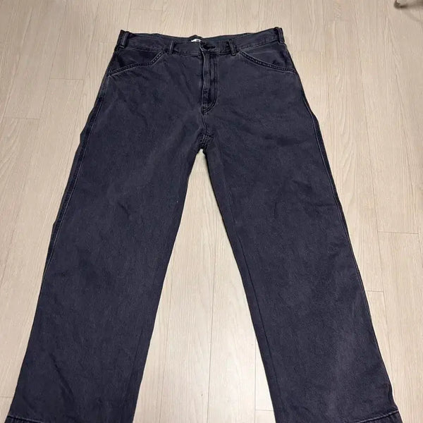 [BUNJANG] Uniqlo Wide Color Jeans 89 Gray Blue / 유니클로 와이드 컬러진 89(통 수선)