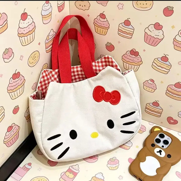 [BUNJANG] Hello Kitty White Tote Bag with Red Handles / 헬로키티 화이트 토트백 레드 손잡이