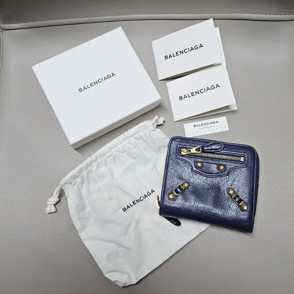 [BUNJANG] Balenciaga Neo Classic Mini Wallet Dark Blue/Gold Hardware / (정품/A급) 발렌시아가 네오 클래식 미니 반지갑 (다크블루/금장)