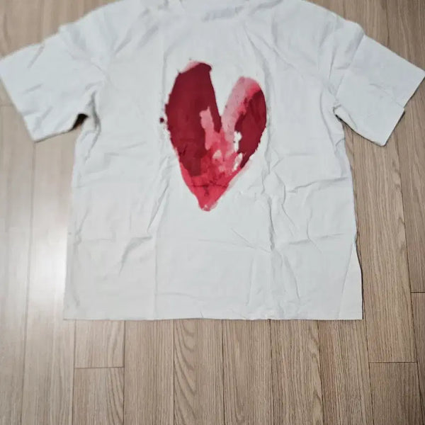 [BUNJANG] Tony Laurence Vintage Heart Oversized T-Shirt Cream / [1] 토니로렌스 빈티지 하트 루즈핏 반팔티 크림
