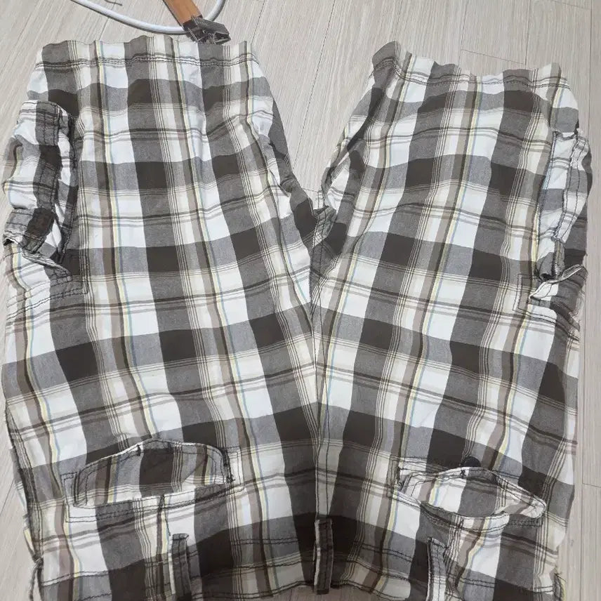 [BUNJANG] Check Cargo Shorts Cotton Pants / 체크 카고 반바지 면바지