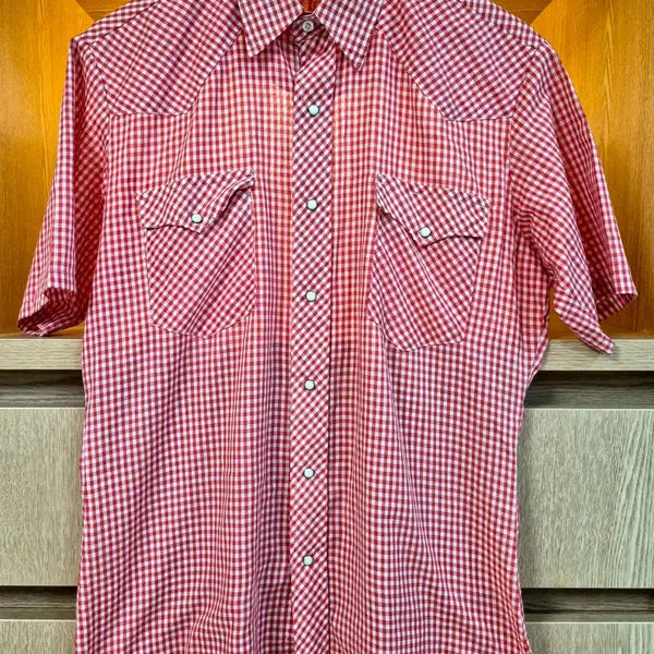 [BUNJANG] 90s Wrangler Western Yoke Gingham Check Half Shirt (M) / 90s Wrangler Western Yoke Half Shirt
