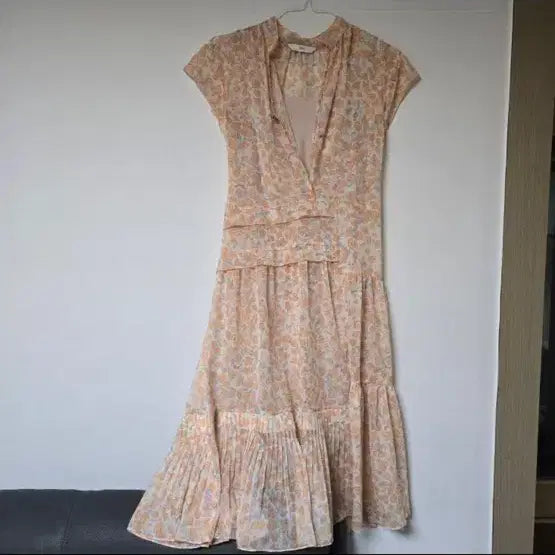 [BUNJANG] DEWL Flower Chiffon Pleated Long Dress / DEWL 듀엘 플라워 쉬폰 플리츠 롱 원피스