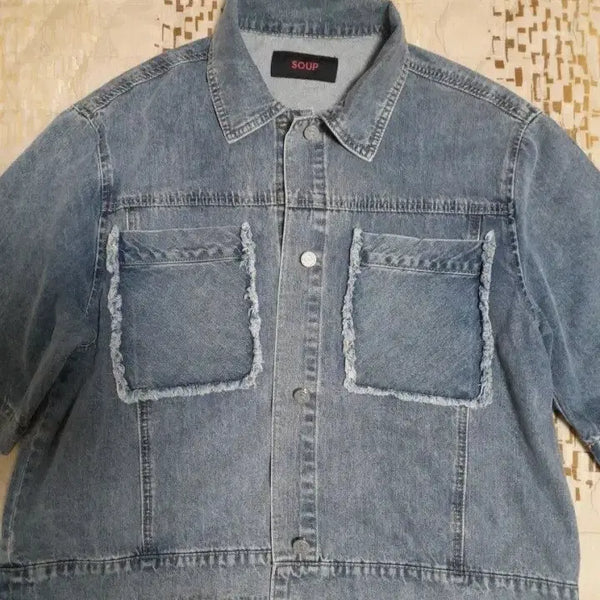 [BUNJANG] SOUP Denim Short Sleeve Jacket (Size 88) / SOUP 데님 반팔 자켓 청자켓 88