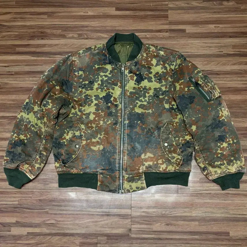 [BUNJANG] Vintage German Flecktarn Camo MA-1 Bomber Jacket XL / 빈티지 독일군 카모 플렉탄 플랙탄 카모 ma-1 봄버 마원 자켓 xl
