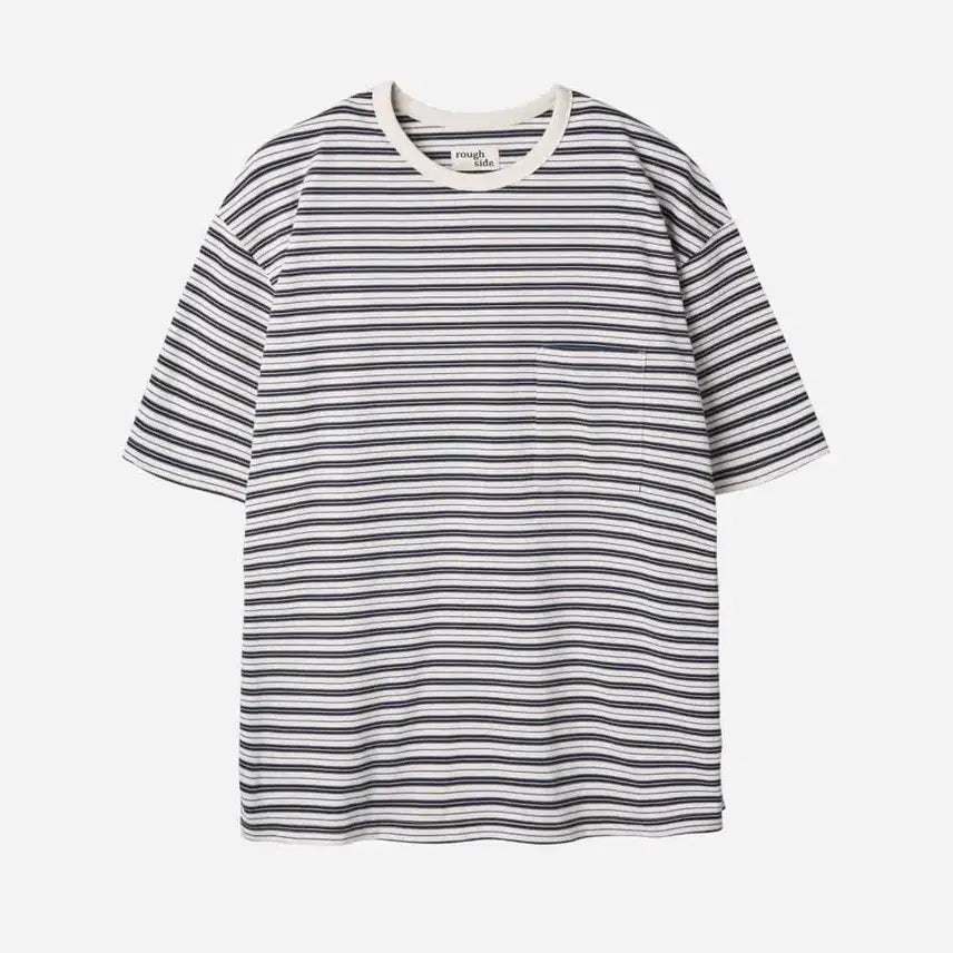 [BUNJANG] Roughside Multi Stripe Half Sleeve T-Shirt Navy Size 2 / 러프사이드 스트라이프 반팔