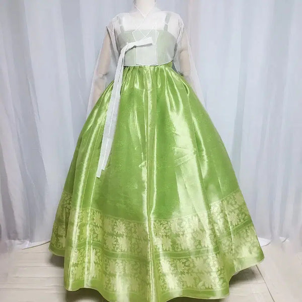 [BUNJANG] Women's Hanbok Sheer Jeogori + Silver Foil 3-Layer Skirt Set / 여성한복 시스루 저고리 + 은박3겹 치마셋트
