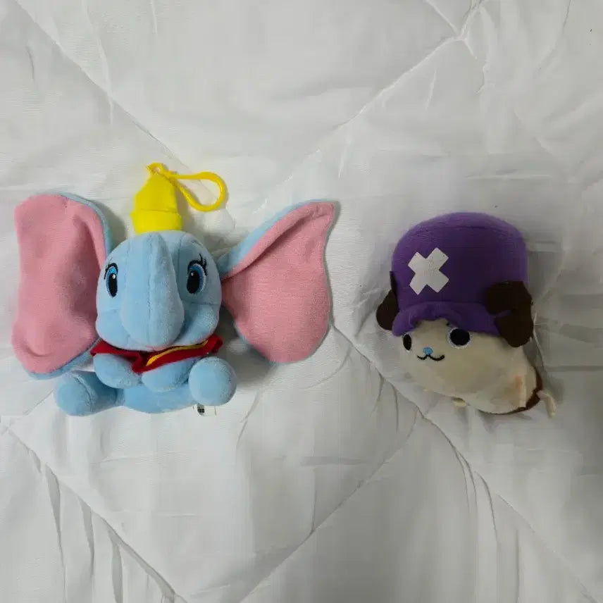 [BUNJANG] Disney Dumbo & One Piece Chopper Plush Keychain Bundle / 일괄 디즈니 덤보 인형 쵸파 키링 가방강이 캐릭터 원피스