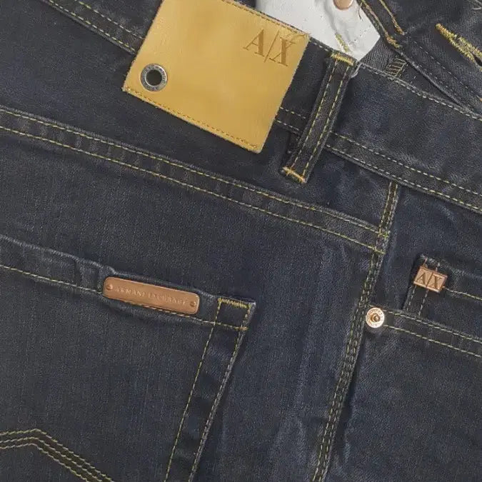 [BUNJANG] Emporio Armani Leather Patch Gold Detail Jeans 33" (Size 73) / [정품] 아르마니(사방스판) 금장청바지 33인치(No.73)S급!
