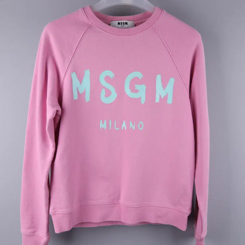 [BUNJANG] MSGM Brushed Logo Cotton Crewneck Sweatshirt Pink (M) / (여성) MSGM 브러쉬드 로고 코튼 크루넥 스웨트셔츠 핑크 (M)