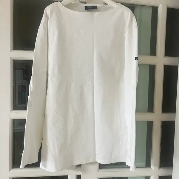 [BUNJANG] Saint James White Boat Neck Long Sleeve T-Shirt (L) / 세인트제임스 화이트 보트넥 긴팔 티셔츠(L)