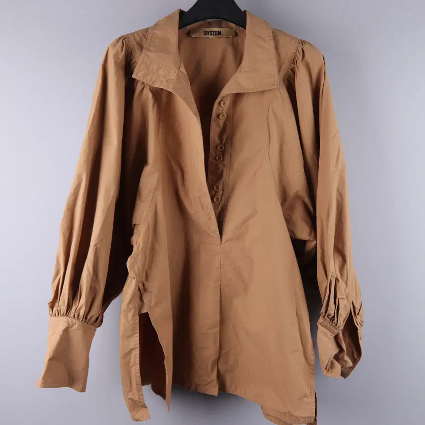 [BUNJANG] System Brown Volume Sleeve Blouse / (여성) 시스템 브라운 볼륨소매 블라우스